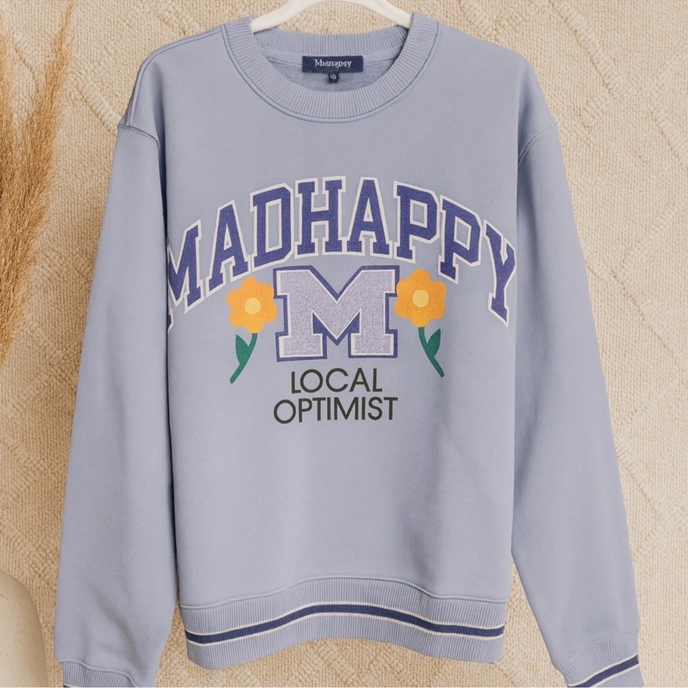NWT Madhappy Lavender Crewneck with Floral Design